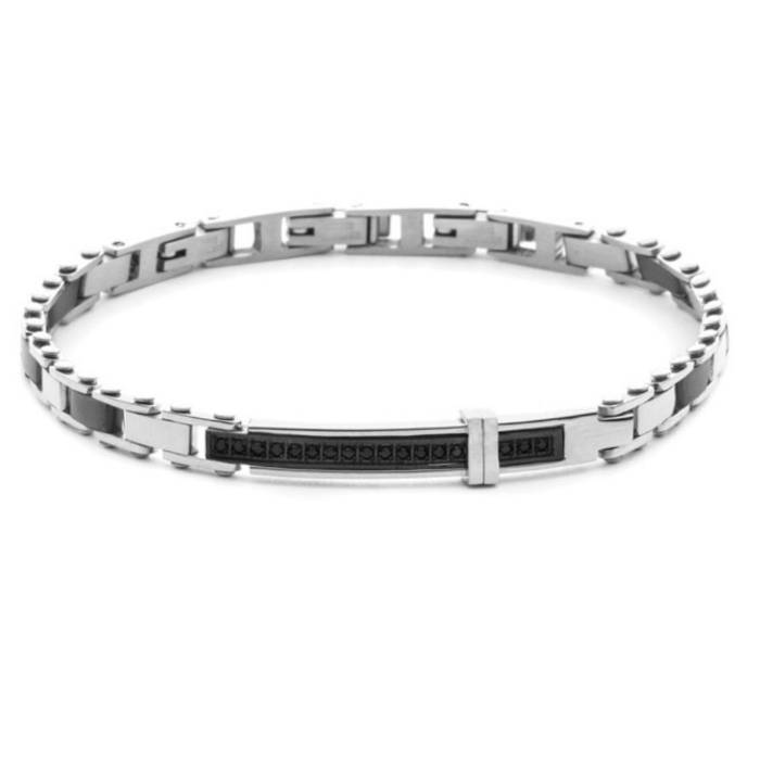 Bracciale Uomo 4US Cesare Paciotti Acciaio Targhetta Zirconi 4UBR8454