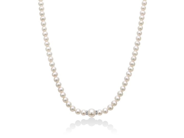 Collana Girocollo Perle Miluna Chiusura In Oro Bianco 750 con diamanti