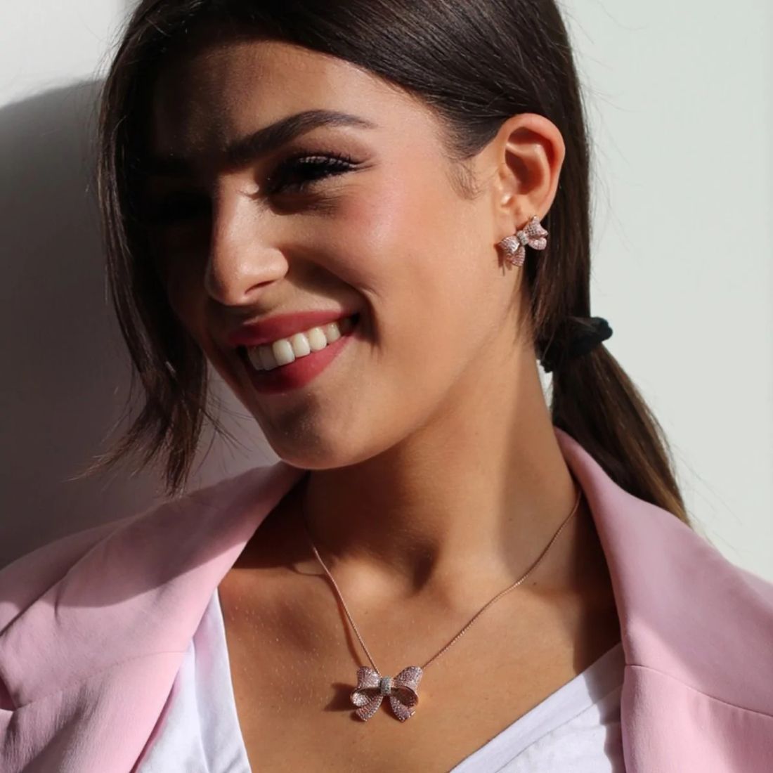 Collana Donna Sogni Argento 925 Dorato Zirconi Colorati Fiocco CL079RRS