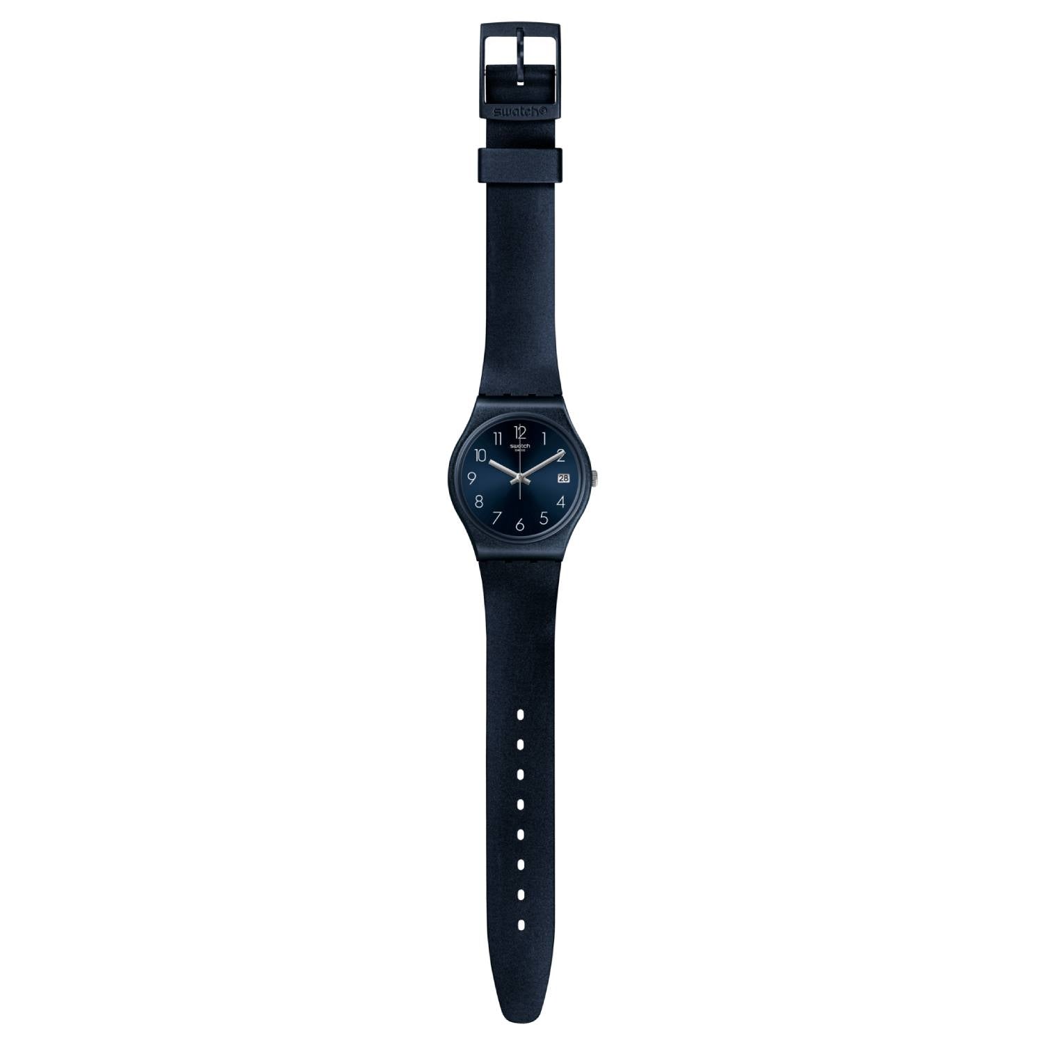 Orologio Donna Gomma Silicone Swatch Quarzo Solo Tempo Blu Data GN414