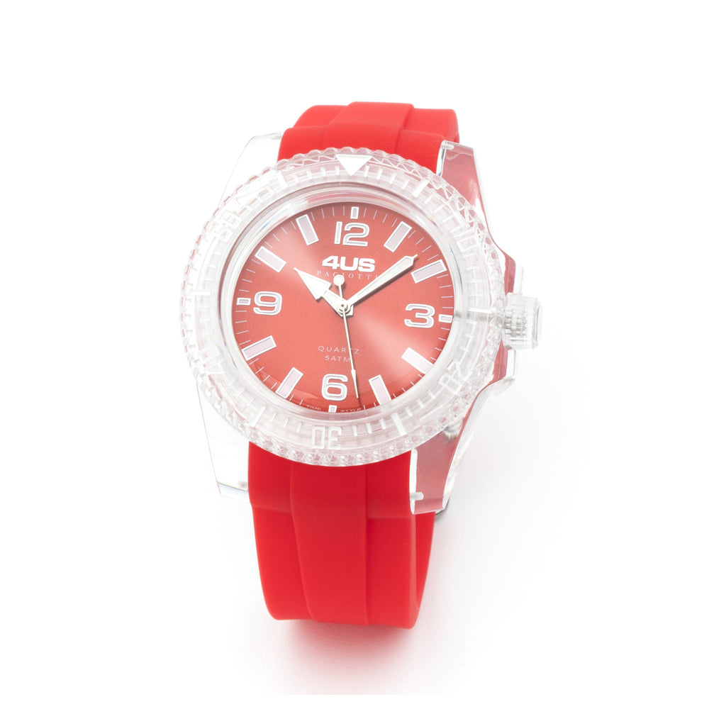 Orologio Uomo 4US Cesare Paciotti Quarzo Solo Tempo Silicone Rosso T4ST363