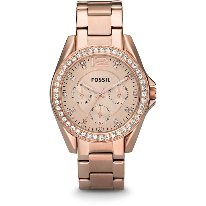 Orologio Donna Fossil acciaio Rosa con ghiera zirconata multifunzione ES2811