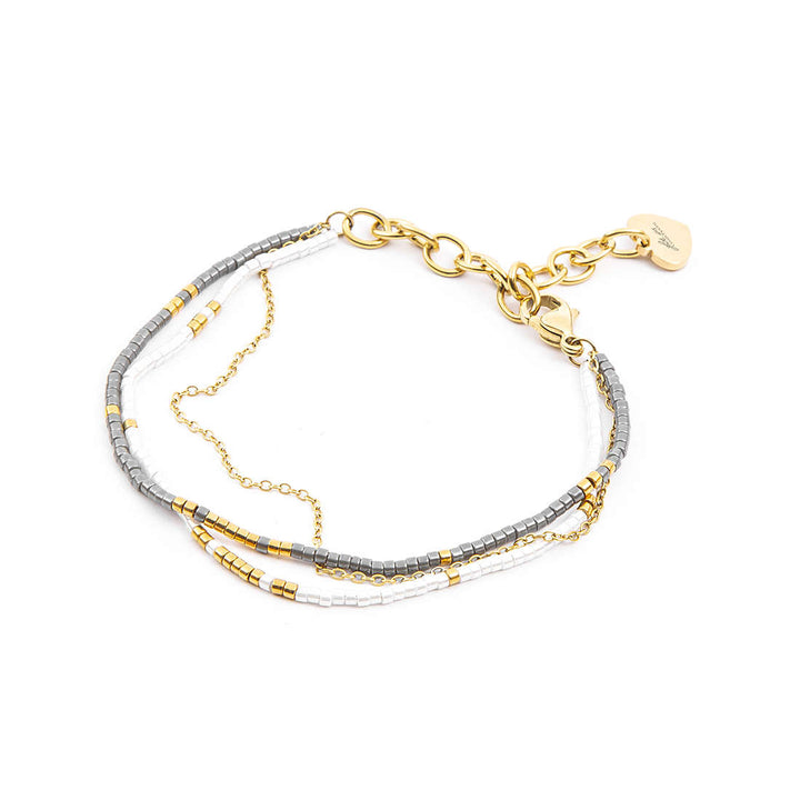 Bracciale Donna 4US Cesare Paciotti Acciaio Con Perline Grigie E Oro 4UBR3966W
