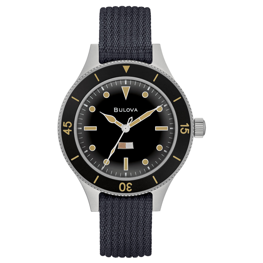 Orologio Uomo Bulova Automatico Mil Ship Cordura Nero Acciaio Military 98A266