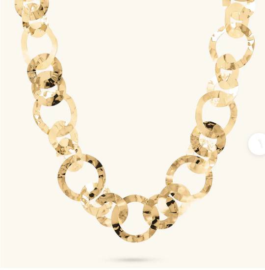 Collana Donna Etrusca Anelli Martellata In Lega Placcata Oro Giallo 18kt WSET00614.Y