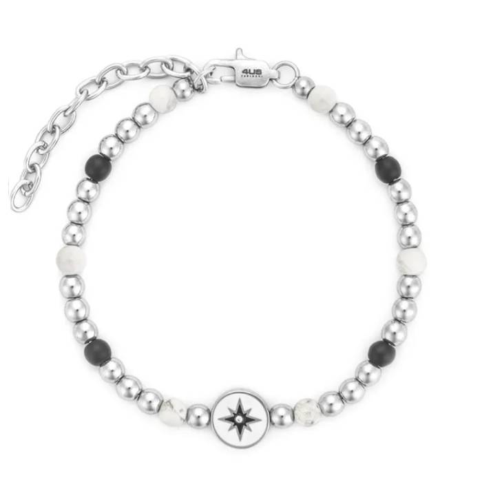 Bracciale Uomo 4US Cesare Paciotti Acciaio Rosa Dei Venti Biglie Onice Agata 4UBR7881