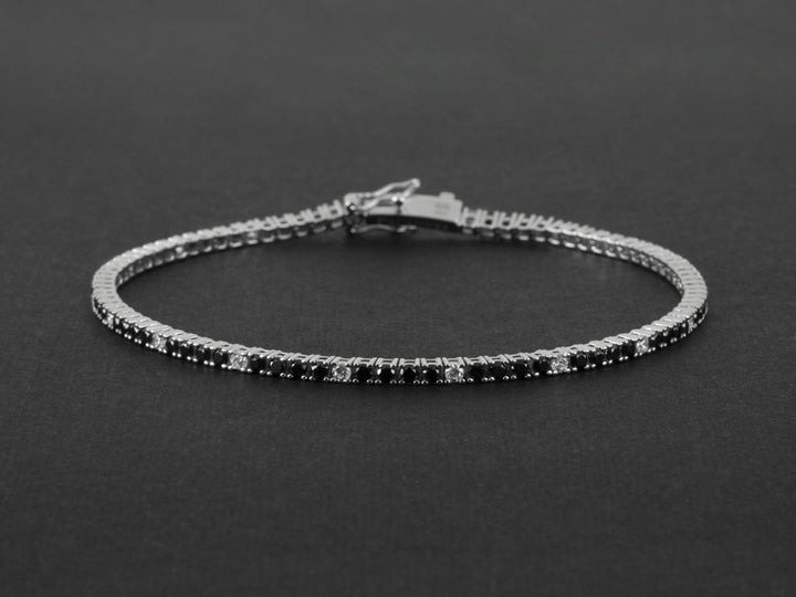 Bracciale Uomo Cesare Paciotti Tennis Argento 925 Zirconi Bianchi Neri JPBR2472B/19