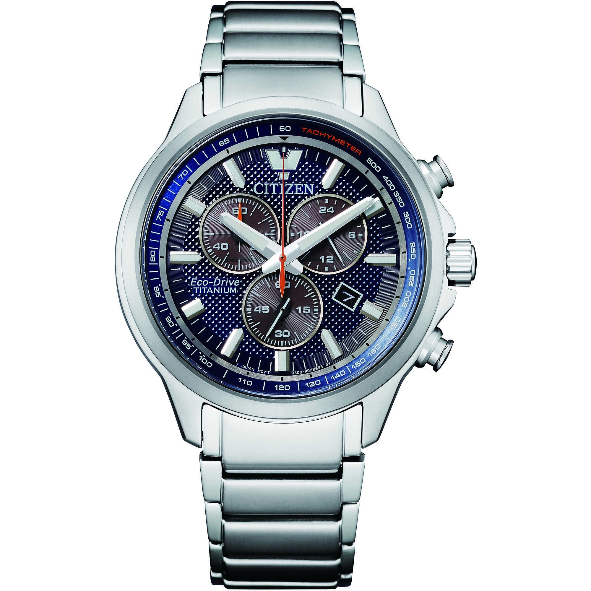 Orologio Uomo Titanio CITIZEN 41mm Eco Drive Cronografo Data Quarzo AT2470-85L
