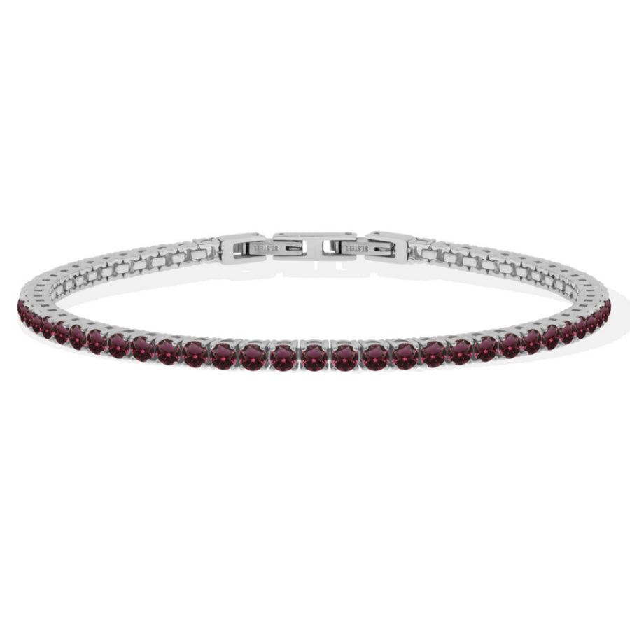 Bracciale Uomo Liu Jo Tennis Zirconi Rossi 3 MM Acciaio Lucido MLJ556