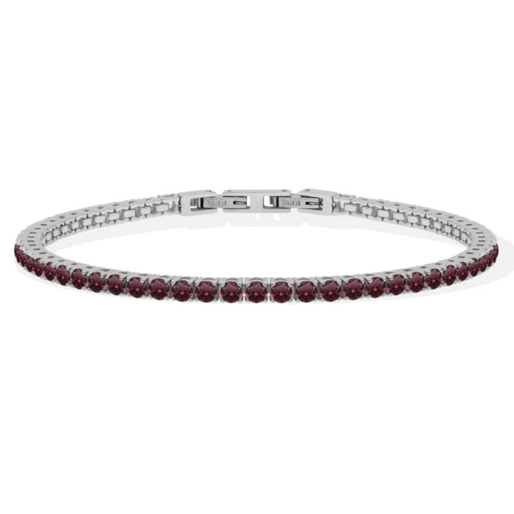 Bracciale Uomo Liu Jo Tennis Zirconi Rossi 3 MM Acciaio Lucido MLJ556