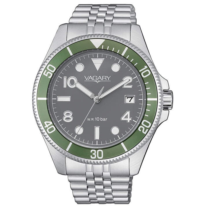 Orologio Uomo Vagary By Citizen Acqua Quarzo Solo Tempo Verde Nero Jubilee VD5-015-61