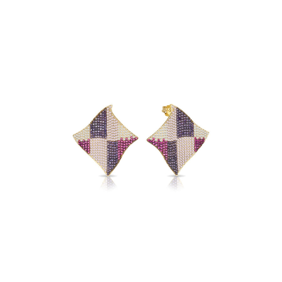 Orecchini Donna Argento 925 Dorato Zirconi Colorati A lobo OR067GM