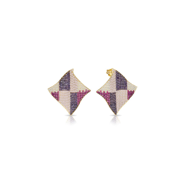 Orecchini Donna Argento 925 Dorato Zirconi Colorati A lobo OR067GM