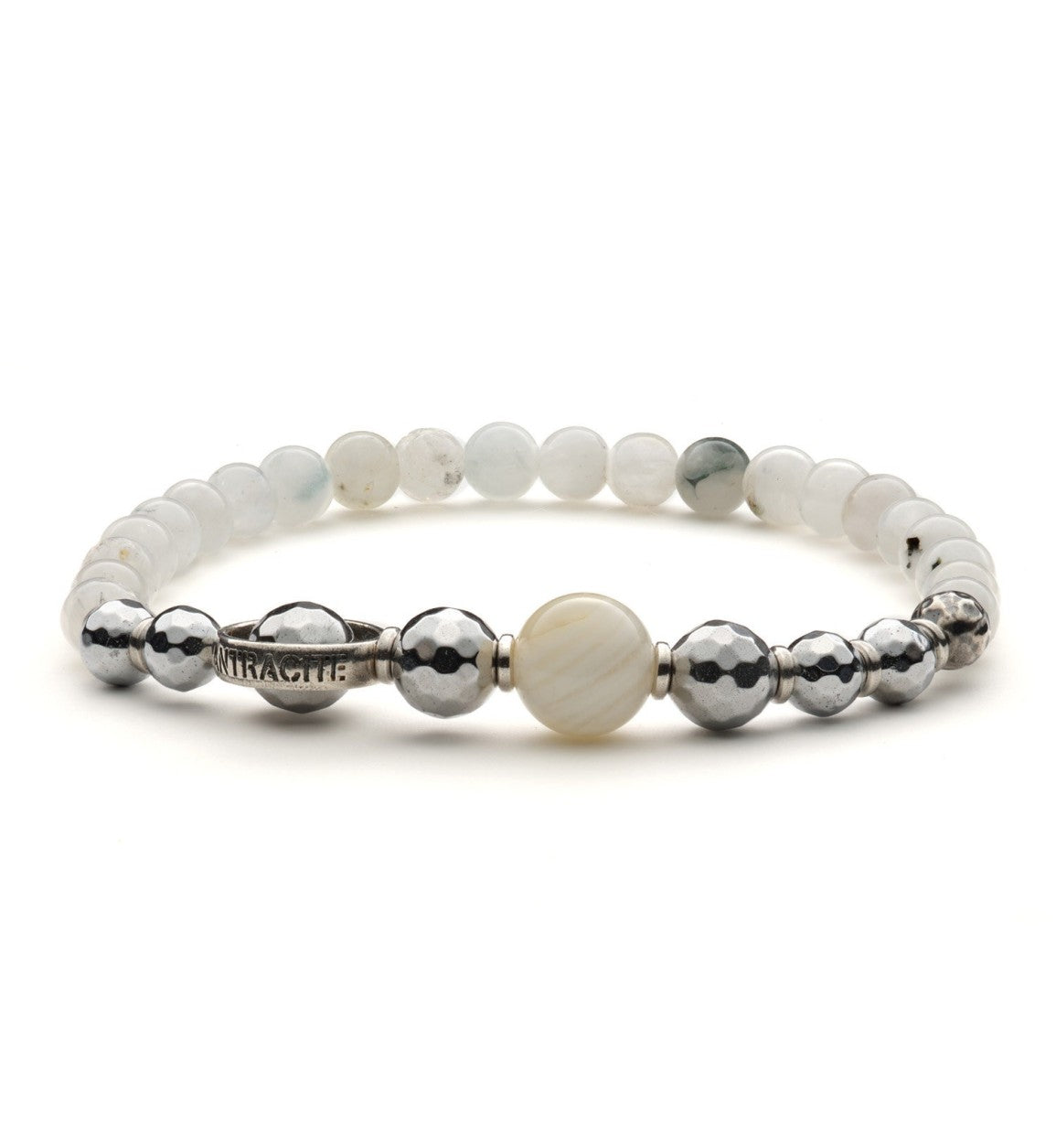 Bracciale Uomo Antracite Con Pietre Bianche Luna