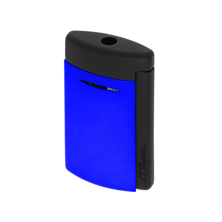 Accendino Uomo Dupont MiniJet Acciaio Nero Opaco Blu Fluo 010871