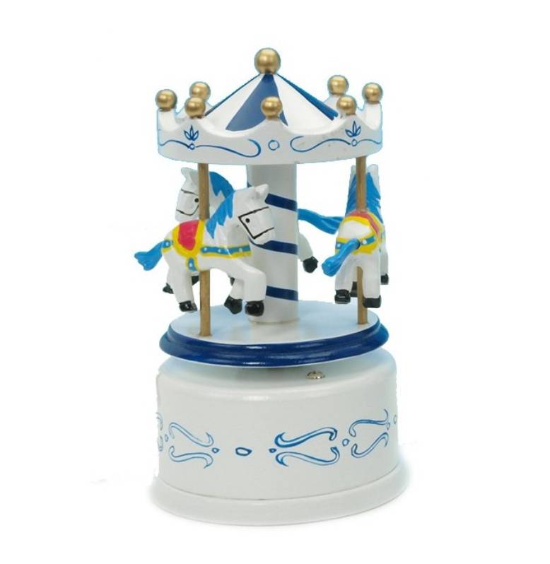 Giostra Il Mondo Dei Carillion Legno Cavallucci Bianco Melodia Dixieland 14 cm 16013