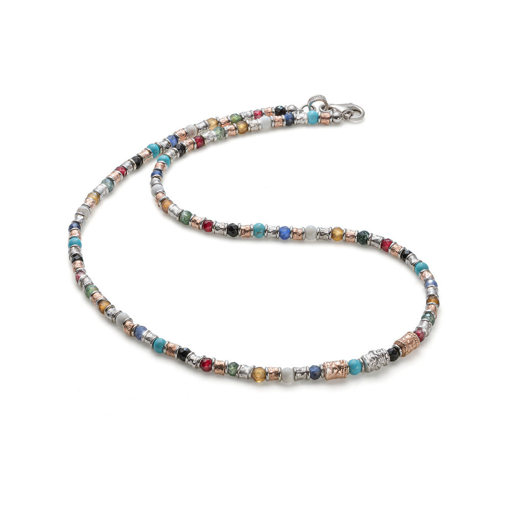 Collana Uomo Maria Cristina Sterling Argento Rosè 925 Biglie Colorate G4023/50