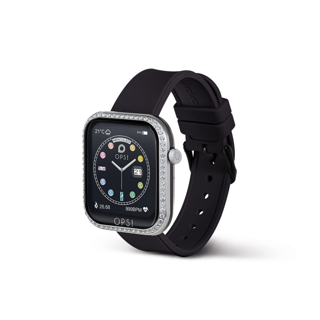 Orologio Donna Ops Smartwatch Call Diamonds Nero Zirconi Bianchi OPSSW-40