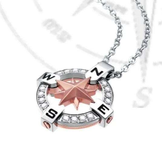 Collana Uomo Zancan acciaio Rosa Dei Venti con zirconi Bianchi EHC015-2