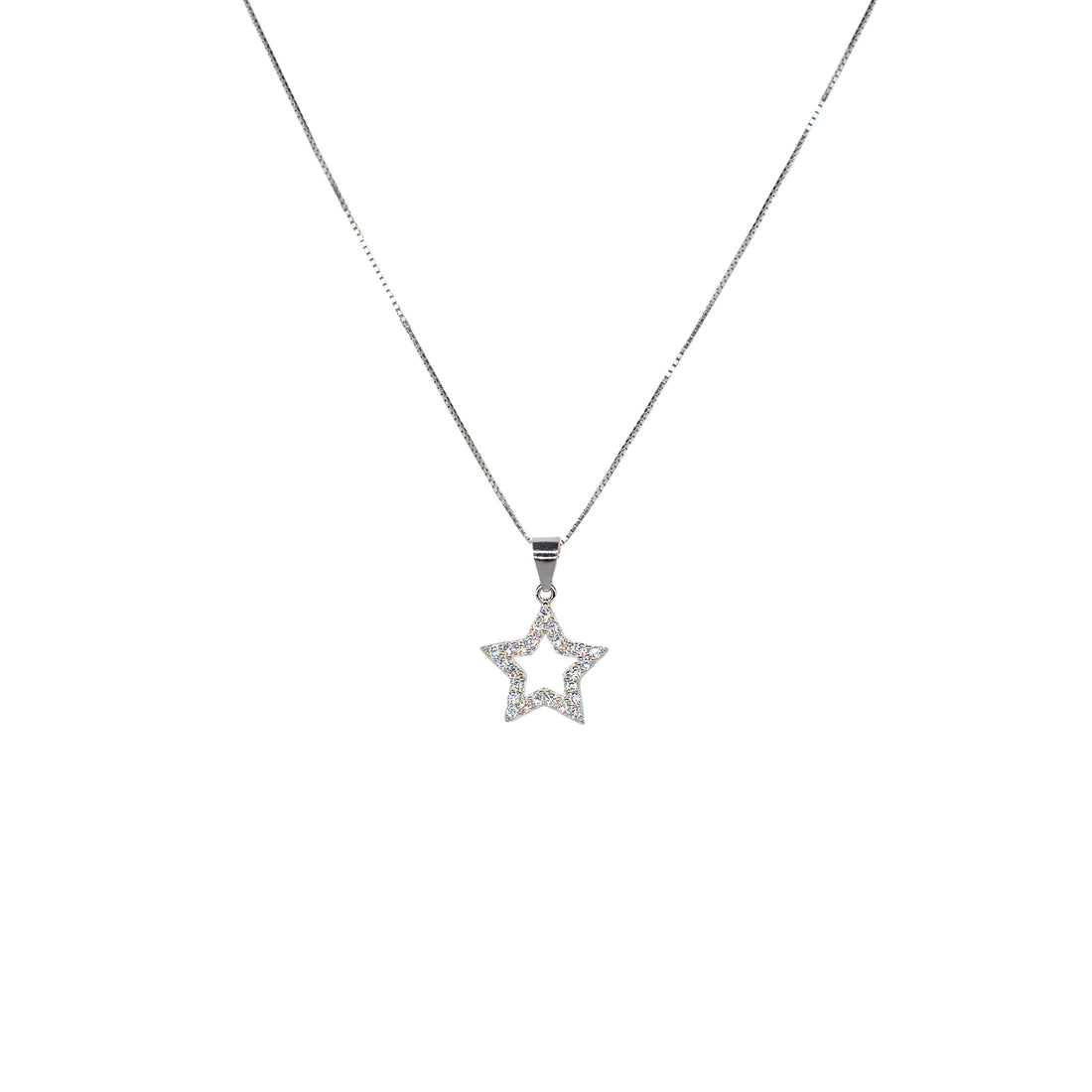 Collana Donna Re Mida Argento 925 Stella Con Zirconi Bianchi C023