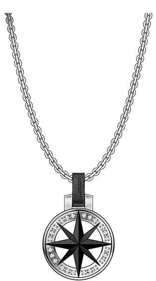 Collana Uomo Zancan Acciaio Rosa Dei Venti Zirconi Neri EHC156