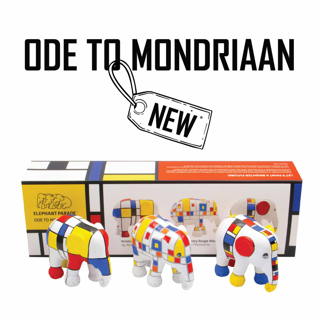 Scultura Elephant Parade Onlylux Ode To Mondriaan Box Tre Pezzi