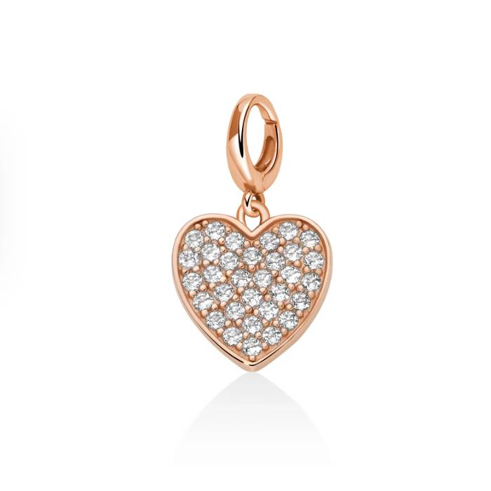 Charm Donna Miluna Pendente Argento Rosè Topazio Cuore PFD889R