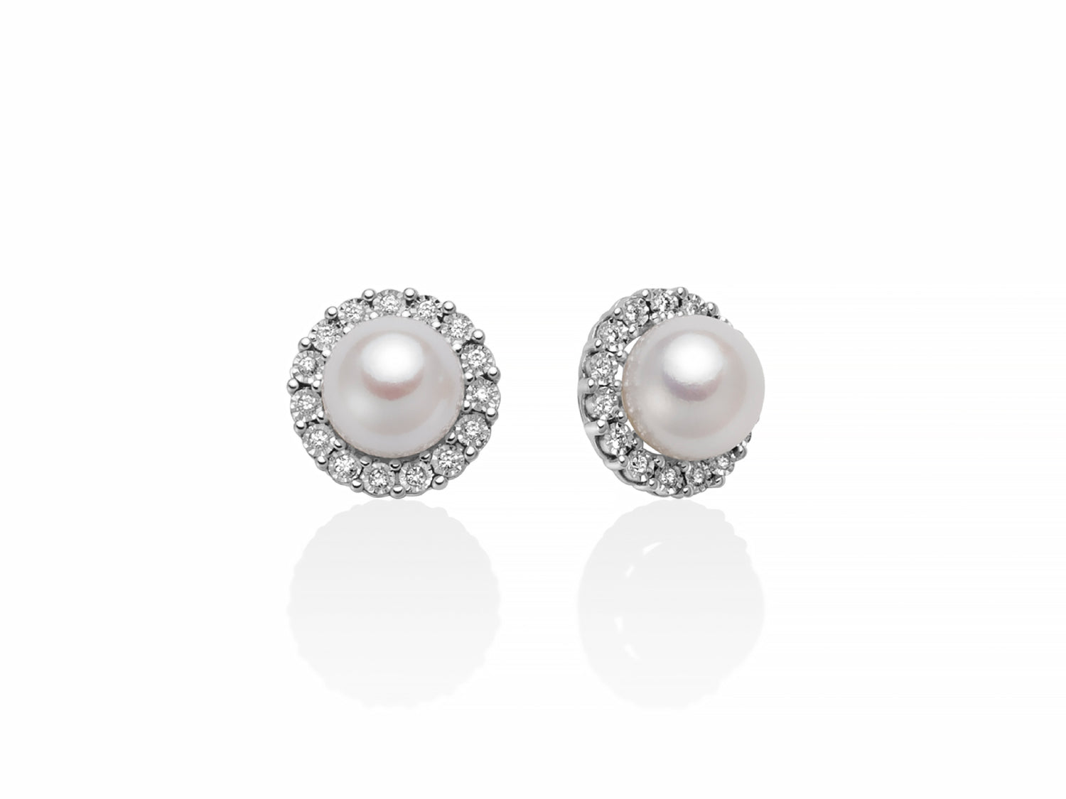Orecchini Donna Miluna Oro Bianco 750 Perla 6,5-7 mm Diamanti PER2382