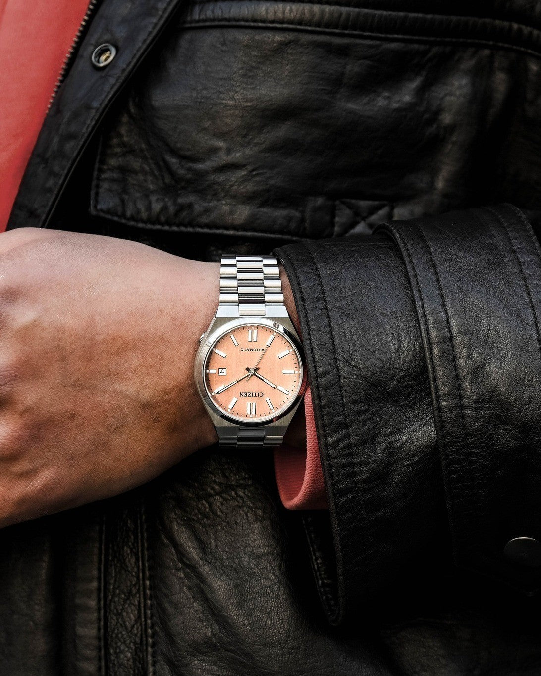 Orologio Unisex Citizen Tsuyosa Automatico Rosa Pesca Maglia President NJ0159-86Z