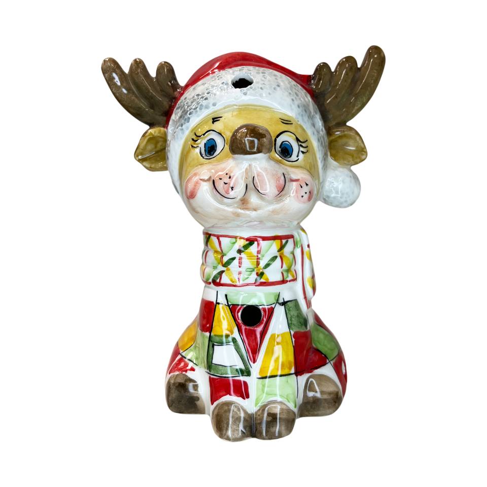 Renna Grande Capodimonte Led Maglione Multicolor 19cm CAP49