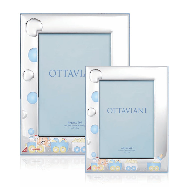 Portafoto Ottaviani Argento 999 Nascita Bimbo Orsetto Orsetto Trenino 7002AC
