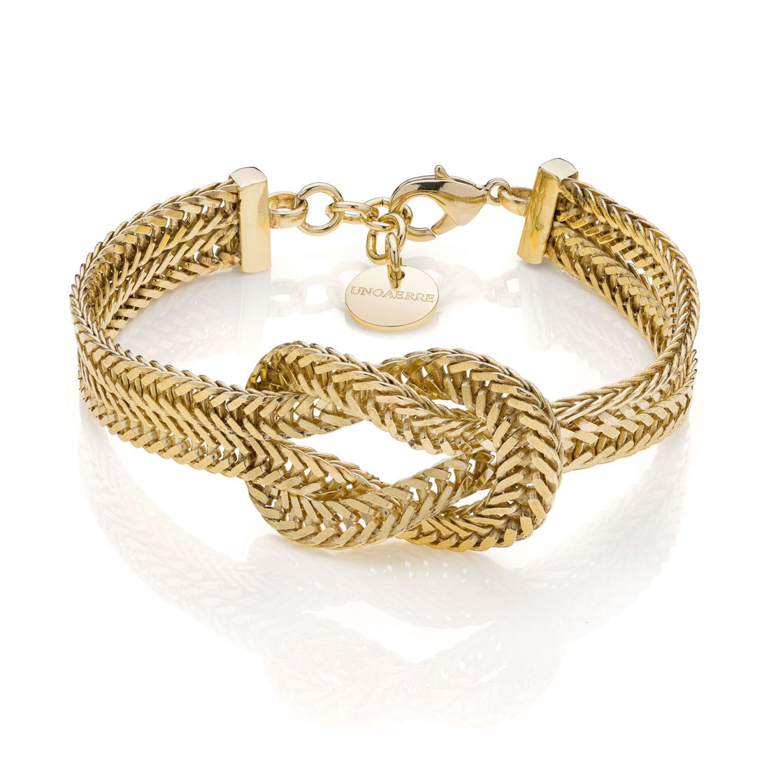 Bracciale Donna Unoaerre Due Fili Coda Di Volpe E Nodo Bronzo Dorato 540228