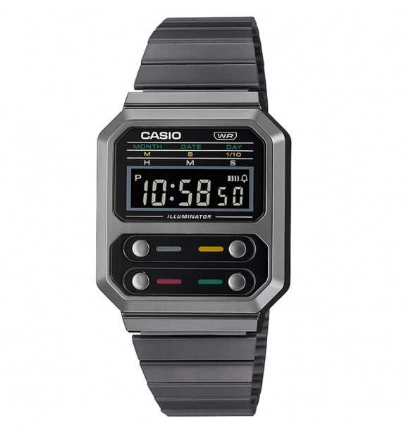 Orologio Uomo Acciaio Nero Casio Quarzo Digitale Vintage A100WEGG-1AEF