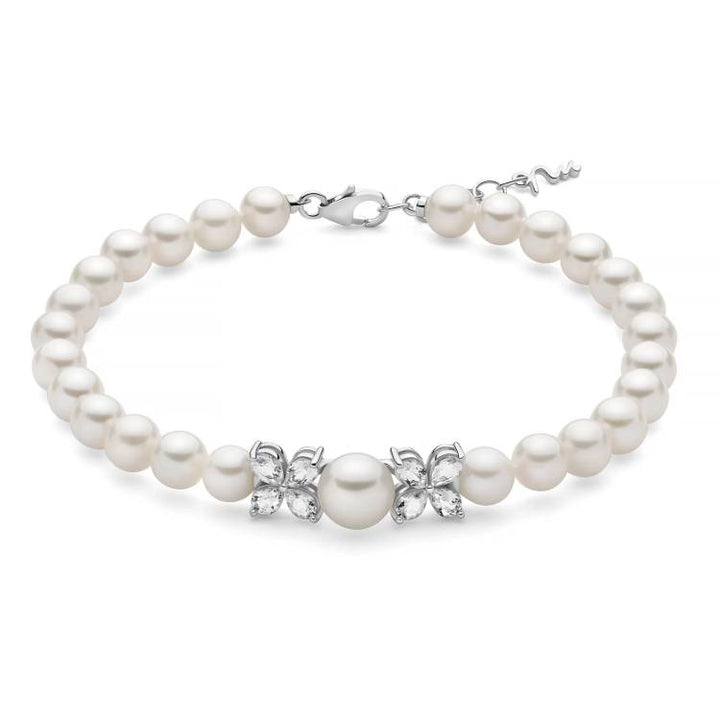 Bracciale Donna Miluna Anastasia Argento 925 Perle Bianche Topazio Bianchi PBR3803