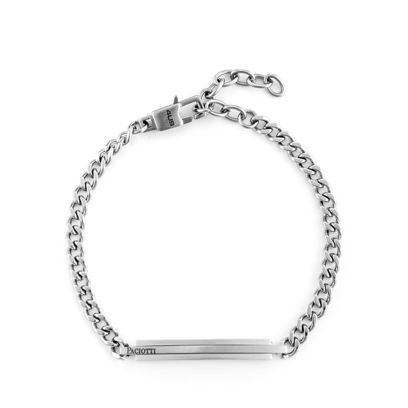 Bracciale Uomo 4US Cesare Paciotti Acciaio Lucido Catena Placchetta 4UBR6150