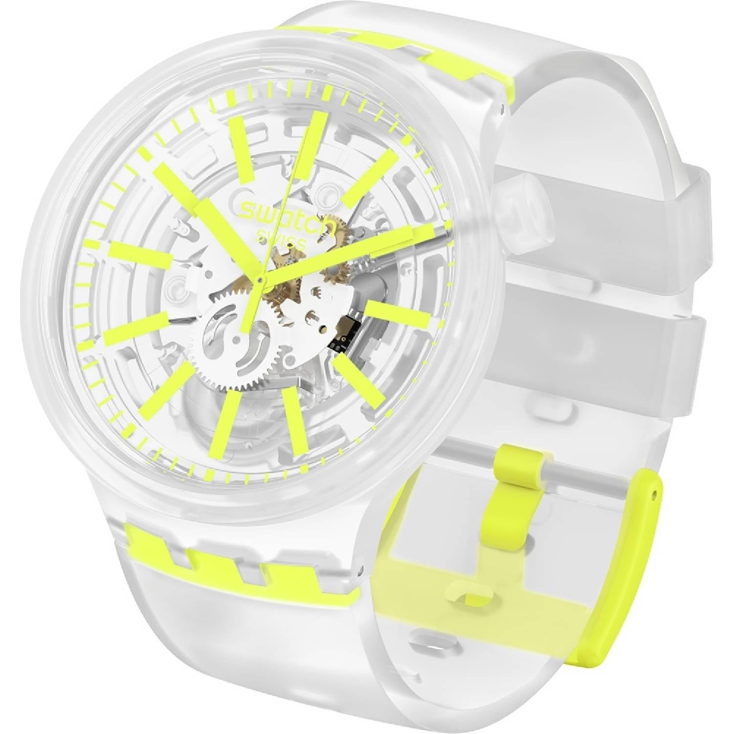 Orologio Uomo Gomma Swatch Big Bold Jelly Solo Tempo Quarzo Giallo SO27E103