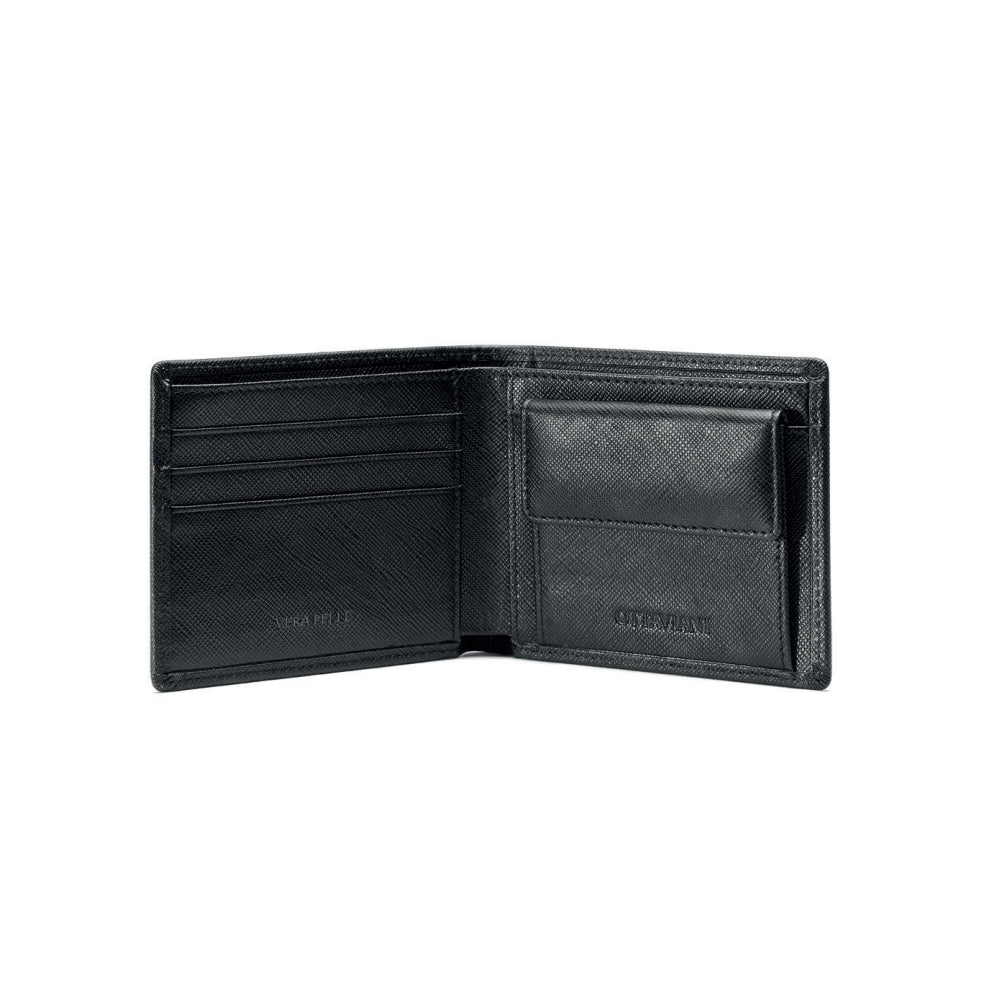 Portafoglio Uomo Ottaviani Vera Pelle Nero Effetto Saffiano 87599