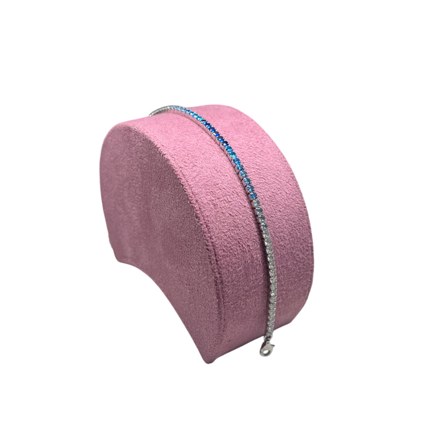 Bracciale Unisex Re Mida Tennis Argento 925 Zirconi Blu Sfumati Tennis-52