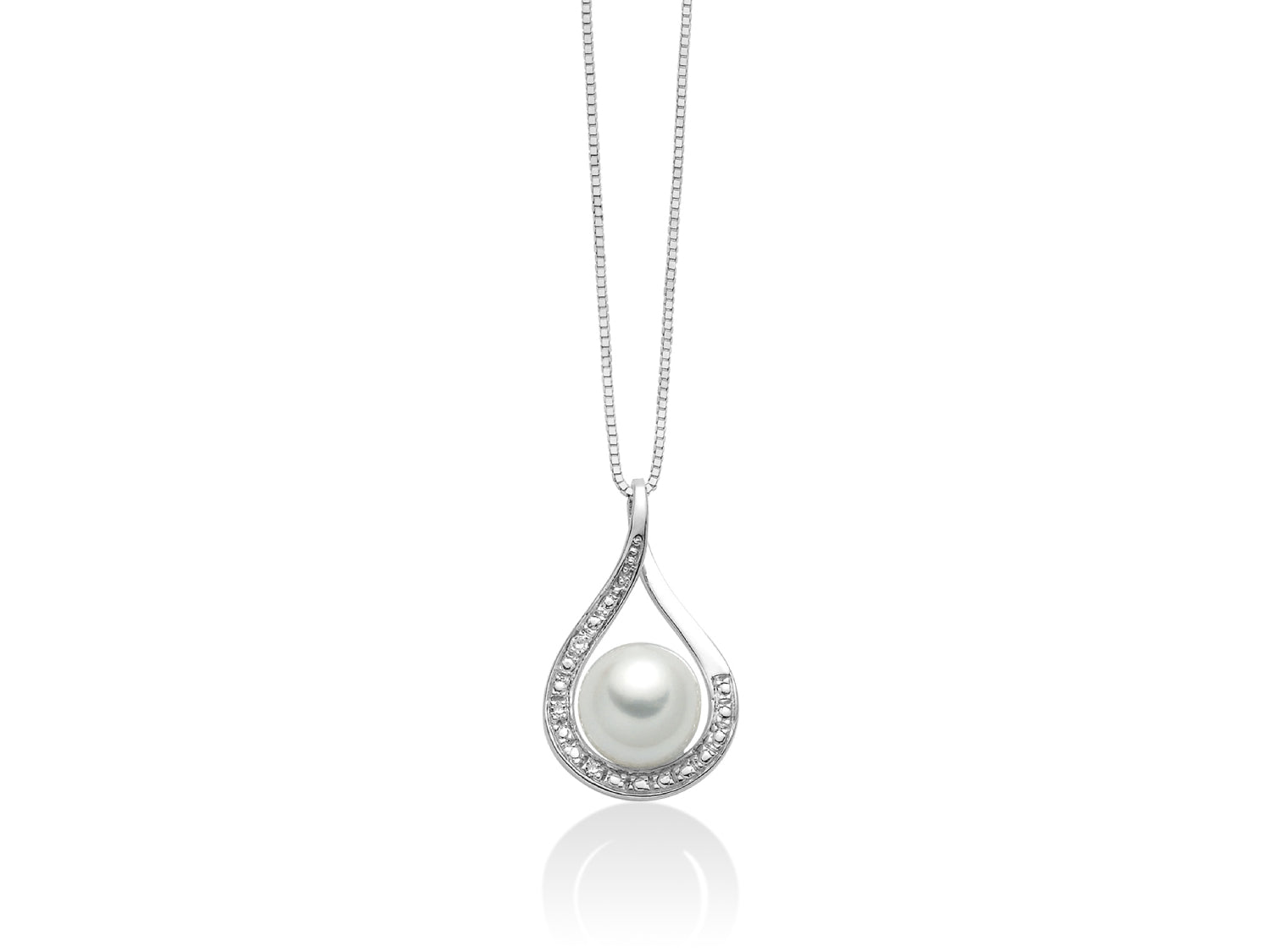 Collana Donna Miluna Girocollo Oro Bianco 375 Perla 7-7.5 mm Diamanti PCL5169VX