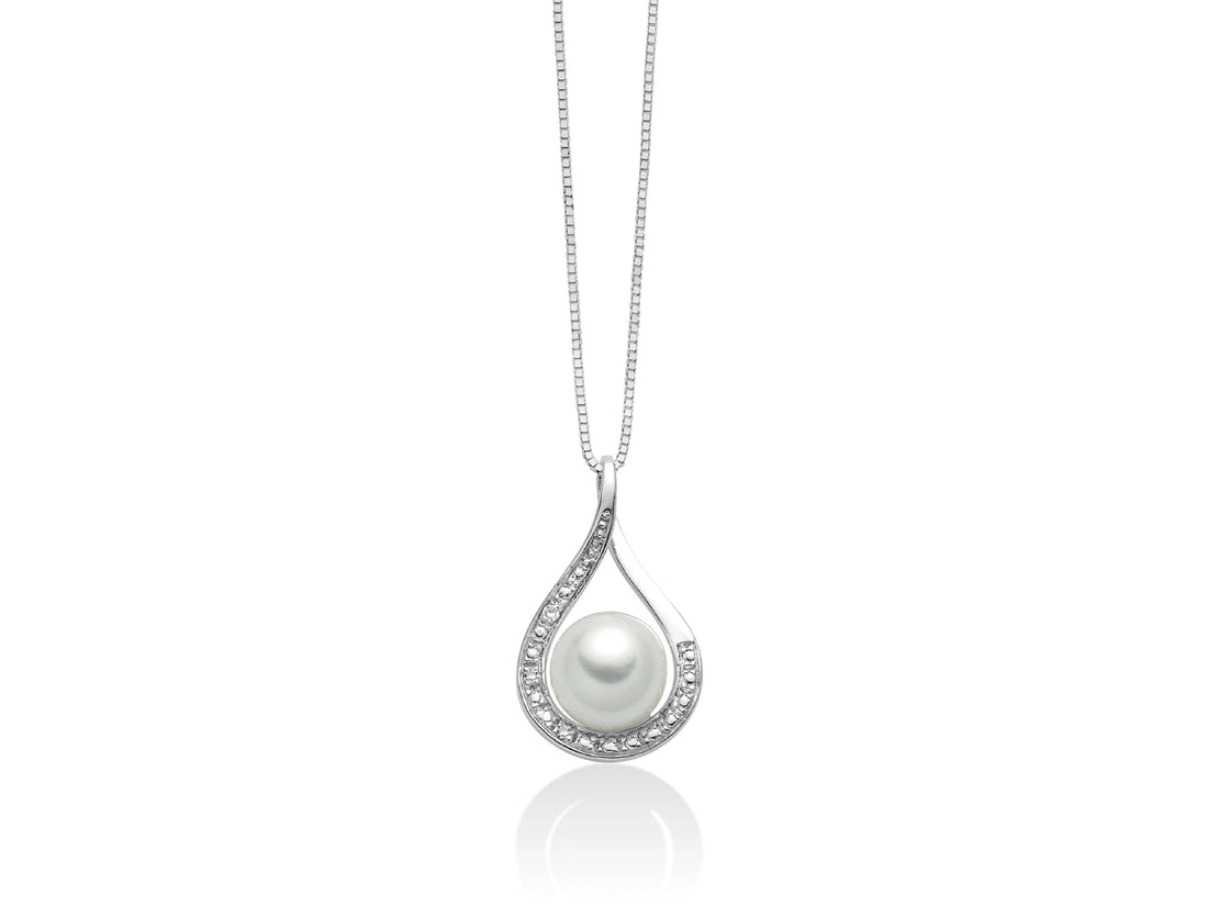 Collana Donna Miluna Girocollo Oro Bianco 375 Perla 7-7.5 mm Diamanti PCL5169VX