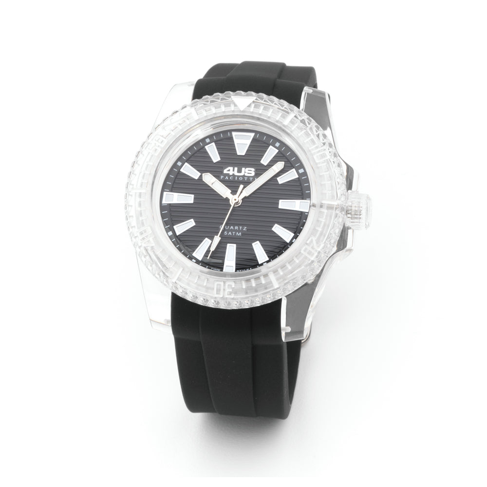 Orologio Uomo 4US Cesare Paciotti Quarzo Solo Tempo Silicone Nero T4ST374