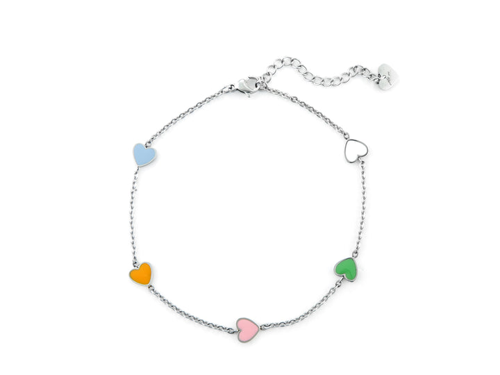 Cavigliera Donna 4US Cesare Paciotti Acciaio  Con Cuori smaltati multicolore 4UCV6612W