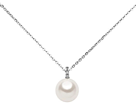 Collana Donna Mikiko Oro 9 Kt Perla fresh water 8-8,5 mm e diamanti
