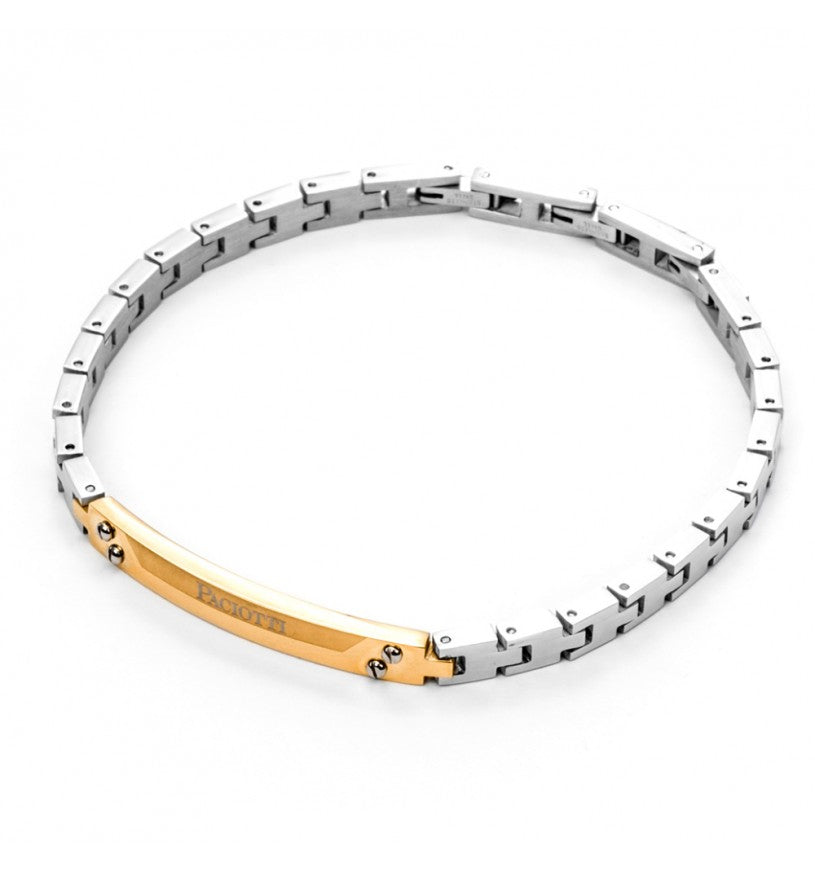 Bracciale Uomo 4US Cesare Paciotti Acciaio  con centrale dorato logato 4UBR5118