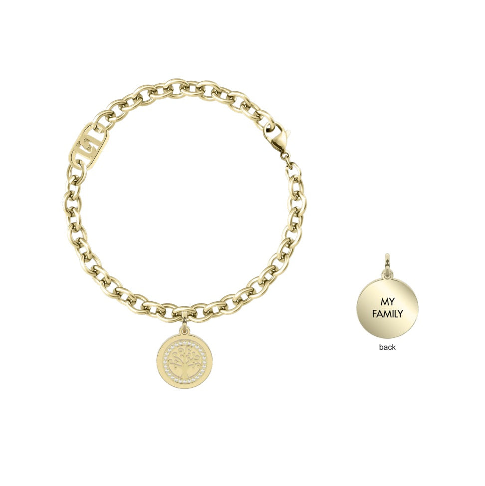Bracciale Donna Acciaio Dorato  Liu jo ciondolo albero della vita Con Zirconi LJ3102