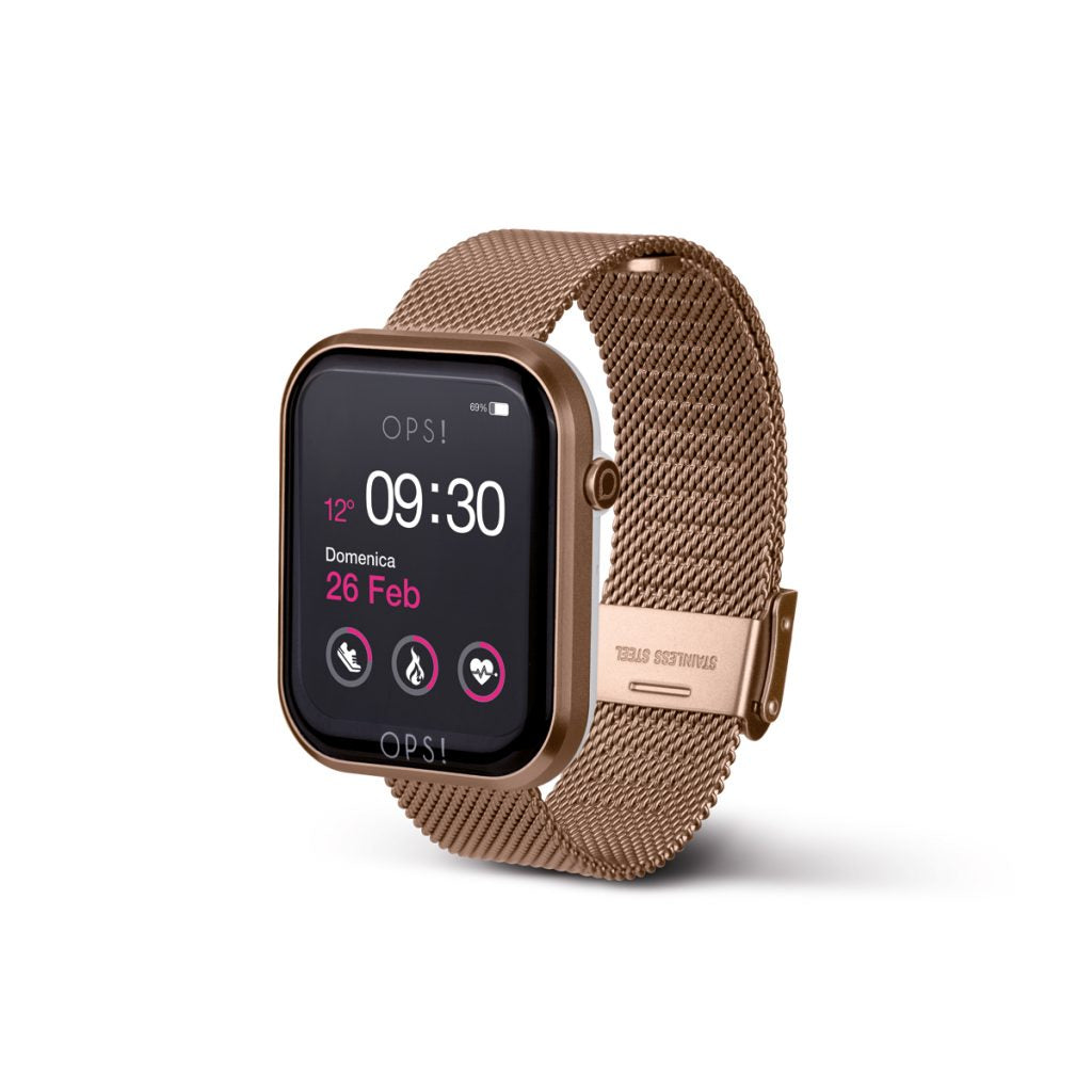 Orologio Unisex Ops Object Smartwatch Call Acciaio Rosè Maglia  Milano OPSSW-17