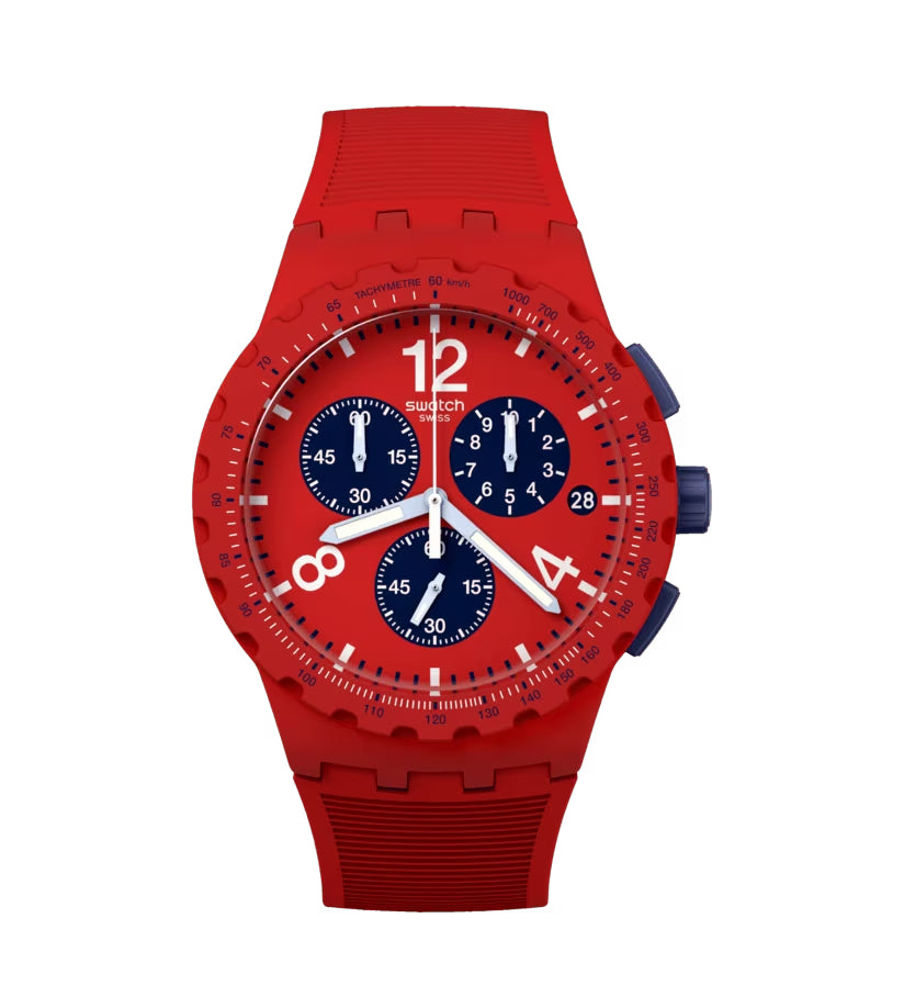 Orologio Unisex Swatch Primarly Red Blu Quarzo Cronografo Data SUSR407