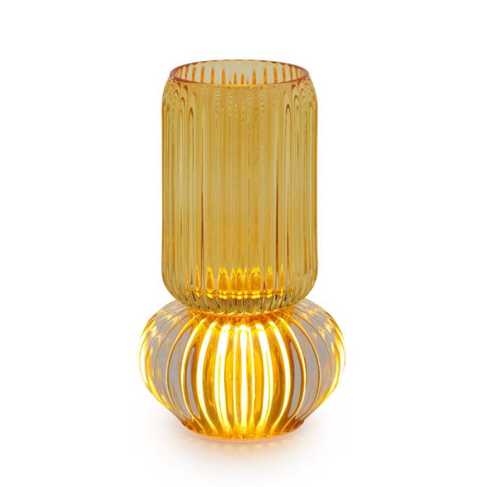 Vaso Henriette Vetro Ambra Luce Led Luminescente D19020