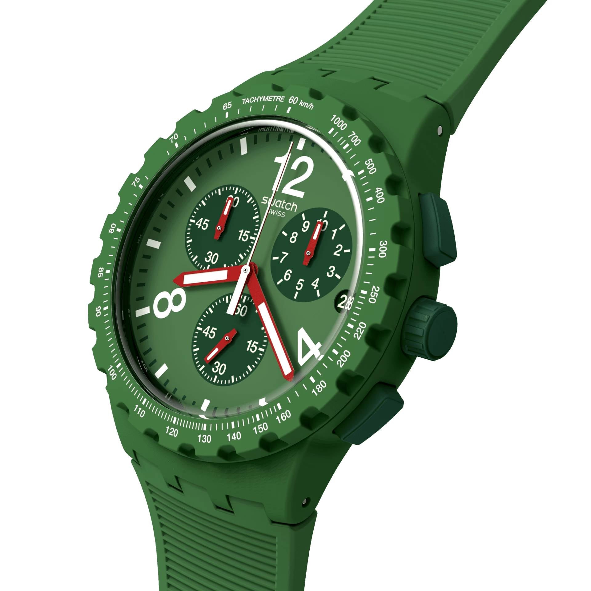 Orologio Unisex Swatch Primarly Green Rosso Quarzo Cronografo Data SUSG407