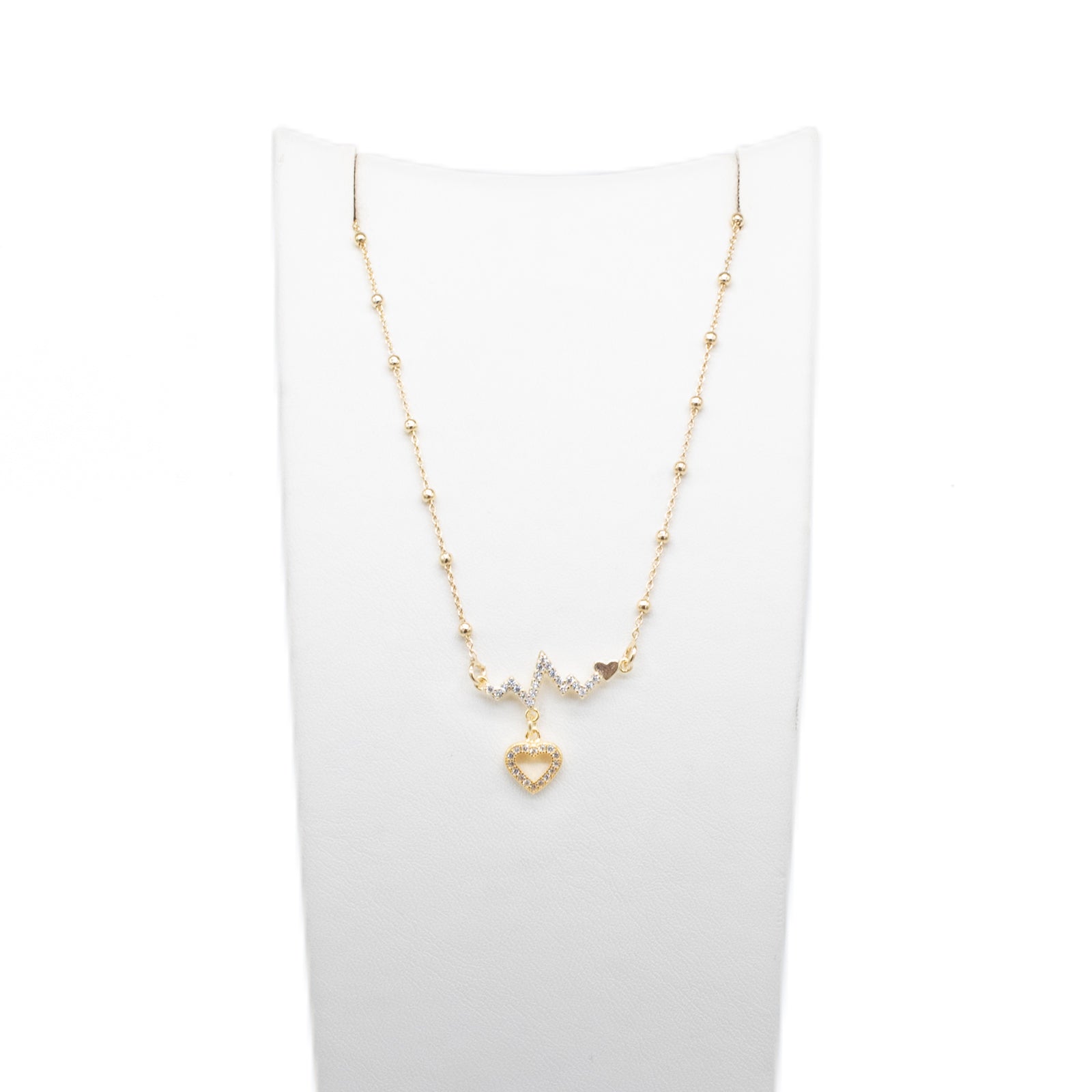 Collana Donna Re Mida Argento 925 Dorato Con Ciondolo Cuore Zirconi Bianchi C004
